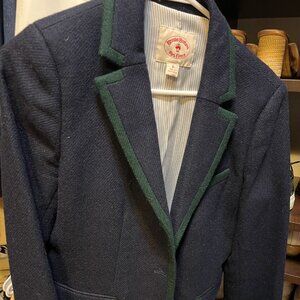 Brooks Brothers Wool Blazer Navy with Green Trim, Red Fleece Line